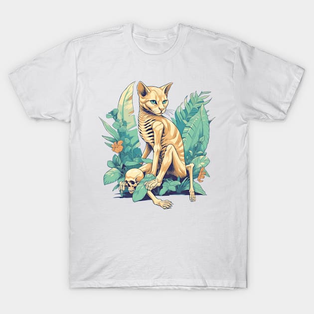 Skeleton Cat in the Garden T-Shirt by Acid_rain